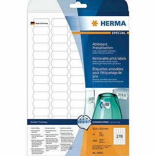 Herma Preisetik. 35,6 X 16,9mm Weiß 2000 Stück