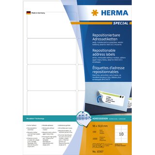 Herma 10307 Etiketten Movable 96x50,8 mm weiß 1000 Stück