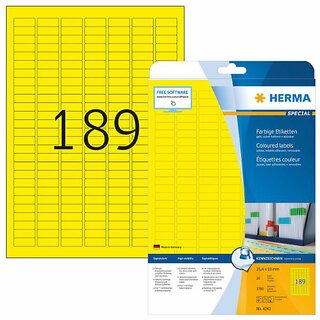 Etiketten Herma 4243 PREMIUM, 25,4 x 10mm (LxB), gelb, 3780 Stck