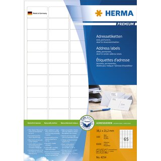 Herma 4254 Adressetiketten, 38,1x21,2 mm 6500 Stck