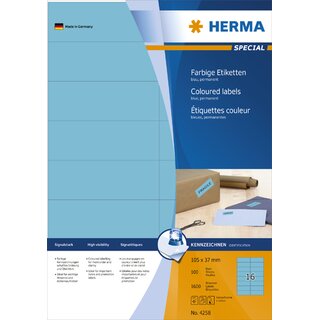 Etiketten Herma 4258 PREMIUM 105x37 (LxB), blau, 1600 Stck