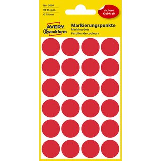 Markierungspunkte Avery Zweckform 3004, D 18mm, rot, 4 Blatt/96 Stck