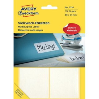 Universal-Etiketten Avery Zweckform 3330, 80 x 54mm (LxB), wei, 28Bl/112 Stck