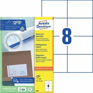 Universal-Etiketten Avery Zweckform 3427, 105x74mm (LxB),...