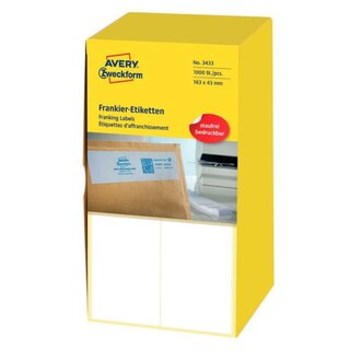 Frankier-Etiketten Avery Zweckform 3433, 163 x 43mm (LxB), wei, 1000 Stck