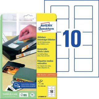Avery Zweckform 4738 I+L+K Etik.70X50,8mm Weiß 250 Stück