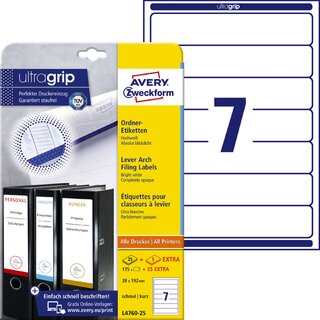 Ordner-Etiketten Avery Zweckform L4760-25, kurz/schmal,...