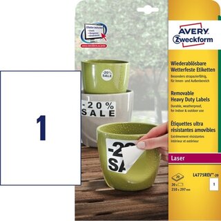 Wetterfeste Etiketten Avery Zweckform L4775REV-20,...