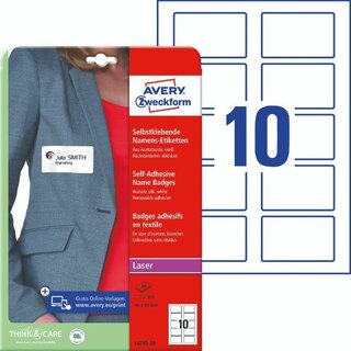 Namens-Etiketten Avery Zweckform L4785, 80 x 50mm (LxB),...