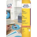 CD/DVD-Etiketten Avery Zweckform L6015, D 117mm, wei, 25...