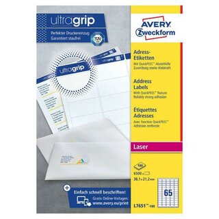 Avery Zweckform L7651-100 Mini Etiketten Weiß 6500 Stück