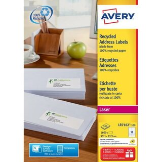 Avery Zweckform Lr7162 Etiket 99,1X33,9 mm 1600 Stück