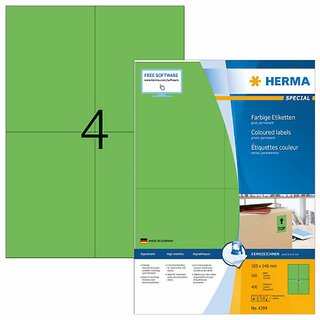 Etiketten Herma 4399, 105 x 148mm (LxB), grün, 400 Stück