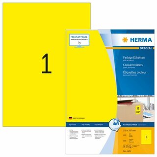 Etiketten Herma 4401 SPECIAL, A4, gelb, 100 Stück