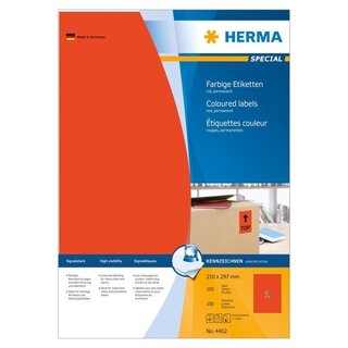 Etiketten Herma 4402 SPECIAL, A4, rot, 100 Stück