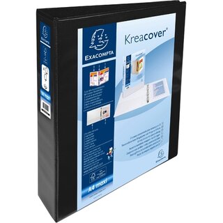 Ringbuch Exacompta 51843NE, Kreacover, DIN A4+, 4-Ring, 40 mm, schwarz