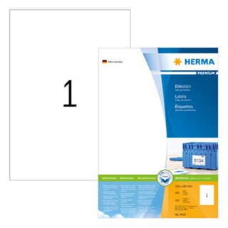 Etiketten Herma 4428 PREMIUM, 210 x 297mm (LxB), weiß,...