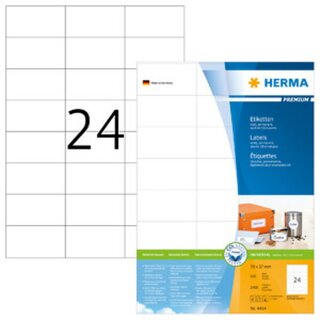 Etiketten Herma 4464 PREMIUM, 70 x 37mm (LxB), wei, 2400 Stck