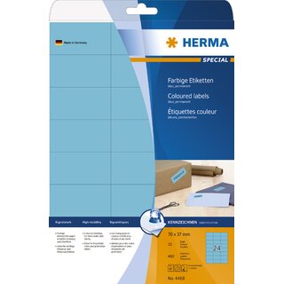 Etiketten Herma 4468, 70 x 37mm (LxB), blau, 480 Stck