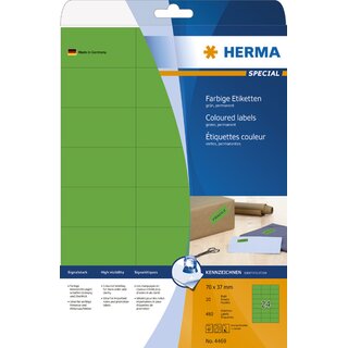 Etiketten Herma 4469, 70 x 37mm (LxB), grn, 480 Stck