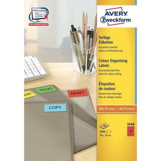 Etiketten Avery Zweckform 3448, 70 x 37mm (LxB), rot, 100Bl/2.400 Stck