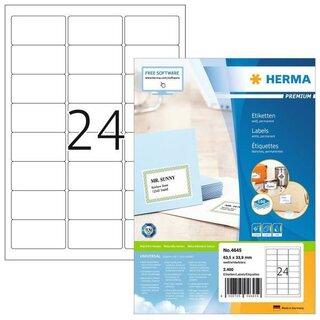 Herma 4645 Etiketten 63,5X33,9 Wei 2400 Stck