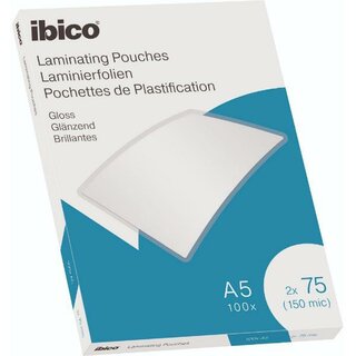 ibico Laminierfolien DIN A5 2x75mic klar glänz. 100 St