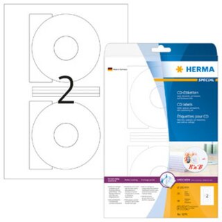 CD/DVD-Etiketten Herma 5079,  116mm, blickdicht, wei, 50 Stck