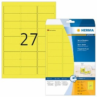 Etiketten Herma 5140, 63,5 x 29,7mm (LxB), neon-gelb, 540 Stck
