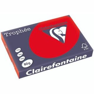 Clairefontaine Kopierpapier Trophee Intensive A3 80g korallenrot 500 Blatt