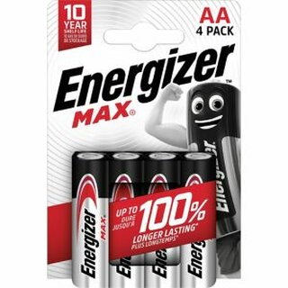 Batterie Energizer E301530700, Mignon, LR06/AA, 1,5 Volt, MAX, 4 Stck