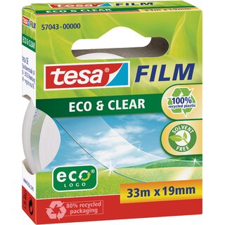 Klebefilm Tesa tesafilm 57043 eco + clear, kologisch, 19mm x 33m, transparent