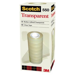 Klebefilm Scotch 5501933, 19 mm x 33 m, transparent, 8 Rollen Klebefilm