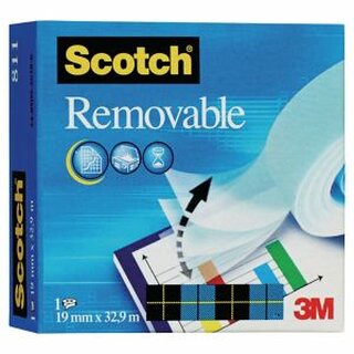 Klebefilm Scotch Removable M8111933, 19 mm x 33m, matt, 1 Rolle Klebefilm