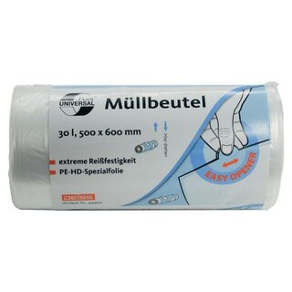 Mllbeutel Deiss 49902, Mae: 500 x 600mm, Fllmenge: 30l, transparent, 100Stck