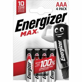 Batterie Energizer E301532000, Micro, LR03/AAA, 1,5 Volt, MAX, 4 Stck