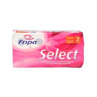 Toilettenpapier Fripa Select, 2-lagig, 250 Blatt, wei, 8 Stck