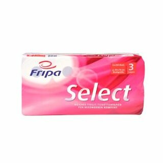 Toilettenpapier Fripa Select, 3-lagig, 250 Blatt, wei, 8 Stck