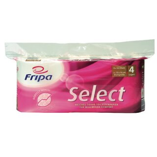 Toilettenpapier Fripa Select, 4-lagig, 160 Blatt, wei, 8 Stck