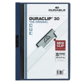 Klemmmappe Durable Duraclip 2200, A4, Fassungsvermgen: 30 Blatt, dunkelblau