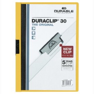 Klemmmappe Durable Duraclip 2200, A4, Fassungsvermgen: 30 Blatt, gelb