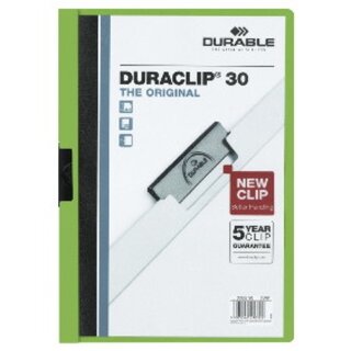 Klemmmappe Durable Duraclip 2200, A4, Fassungsvermgen: 30 Blatt, grn