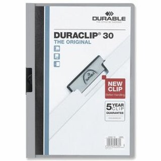 Klemmmappe Durable Duraclip 2200, A4, Fassungsvermgen: 30 Blatt, grau