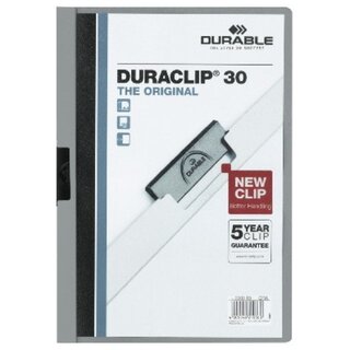 Klemmmappe Durable Duraclip 2200, A4, Fassungsvermgen: 30 Blatt, grau