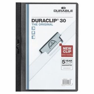 Klemmmappe Durable Duraclip 2200, A4, Fassungsvermgen: 30 Blatt, schwarz