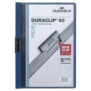 Klemmmappe Durable Duraclip 2209, A4, Fassungsvermögen: 60 Blatt, dunkelblau