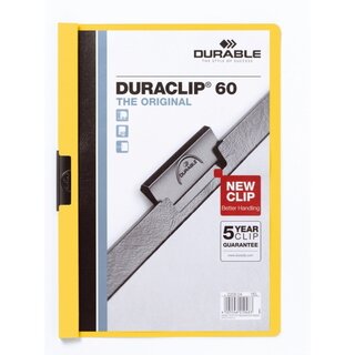 Klemmmappe Durable Duraclip 2209, A4, Fassungsvermgen: 60 Blatt, gelb