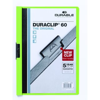 Klemmmappe Durable Duraclip 2209, A4, Fassungsvermögen: 60 Blatt, grün
