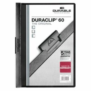 Klemmmappe Durable Duraclip 2209, A4, Fassungsvermgen: 60 Blatt, schwarz