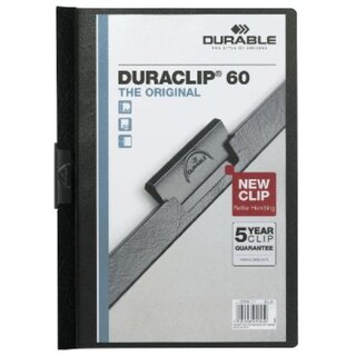 Klemmmappe Durable Duraclip 2209, A4, Fassungsvermgen: 60 Blatt, schwarz